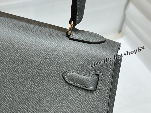 Hermes專櫃新款杏仁綠epsom皮手提女包 愛馬仕Kelly女包中古款大耳朵 ttd1494